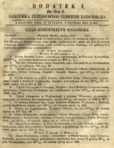 Dziennik Urzędowy Gubernii Radomskiej, 1851, nr 6, dod. I