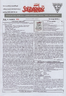 Solidarność : Biuletyn Komisji Zakladowej NSZZ "Solidarność", 2018, R. 8, nr 122