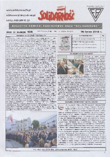 Solidarność : Biuletyn Komisji Zakladowej NSZZ "Solidarność", 2018, R. 8, nr 125