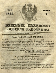 Dziennik Urzędowy Gubernii Radomskiej, 1851, nr 7