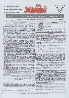 Solidarność : Biuletyn Komisji Zakladowej NSZZ "Solidarność", 2018, R. 8, nr 127