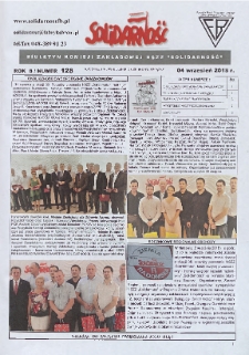 Solidarność : Biuletyn Komisji Zakladowej NSZZ "Solidarność", 2018, R. 8, nr 128