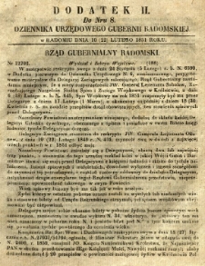 Dziennik Urzędowy Gubernii Radomskiej, 1851, nr 8, dod. II