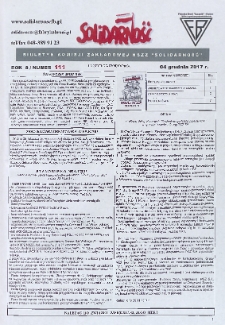 Solidarność : Biuletyn Komisji Zakladowej NSZZ "Solidarność", 2017, R. 8, nr 111