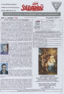 Solidarność : Biuletyn Komisji Zakladowej NSZZ "Solidarność", 2017, R. 8, nr 112