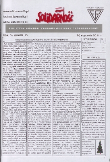 Solidarność : Biuletyn Komisji Zakladowej NSZZ "Solidarność", 2011, R. 3, nr 13