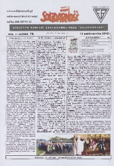 Solidarność : Biuletyn Komisji Zakladowej NSZZ "Solidarność", 2015, R. 7, nr 79