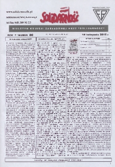 Solidarność : Biuletyn Komisji Zakladowej NSZZ "Solidarność", 2015, R. 7, nr 80