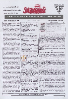 Solidarność : Biuletyn Komisji Zakladowej NSZZ "Solidarność", 2015, R. 7, nr 81