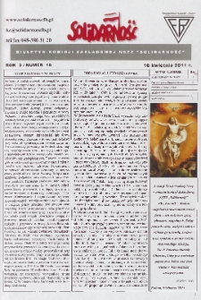 Solidarność : Biuletyn Komisji Zakladowej NSZZ "Solidarność", 2011, R. 3, nr 19