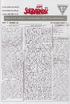 Solidarność : Biuletyn Komisji Zakladowej NSZZ "Solidarność", 2011, R. 3, nr 20