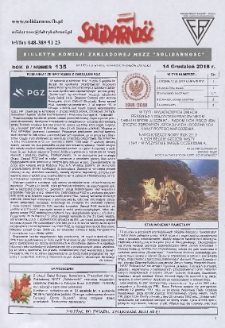 Solidarność : Biuletyn Komisji Zakladowej NSZZ "Solidarność", 2018, R. 8, nr 135