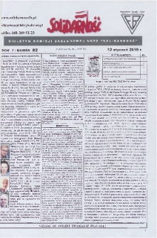 Solidarność : Biuletyn Komisji Zakladowej NSZZ "Solidarność", 2016, R. 8, nr 82