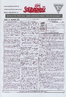 Solidarność : Biuletyn Komisji Zakladowej NSZZ "Solidarność", 2016, R. 8, nr 83