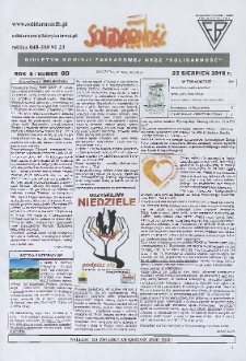 Solidarność : Biuletyn Komisji Zakladowej NSZZ "Solidarność", 2016, R. 7, nr 90