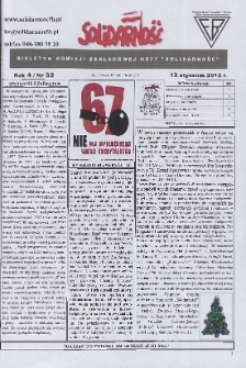 Solidarność : Biuletyn Komisji Zakladowej NSZZ "Solidarność", 2012, R. 4, nr 32