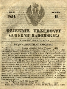 Dziennik Urzędowy Gubernii Radomskiej, 1851, nr 11