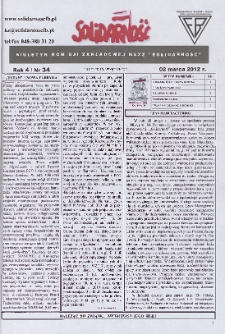 Solidarność : Biuletyn Komisji Zakladowej NSZZ "Solidarność", 2012, R. 4, nr 34