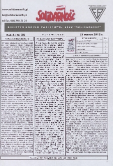 Solidarność : Biuletyn Komisji Zakladowej NSZZ "Solidarność", 2012, R. 4, nr 35