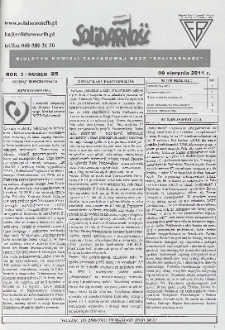 Solidarność : Biuletyn Komisji Zakladowej NSZZ "Solidarność", 2011, R. 3, nr 25