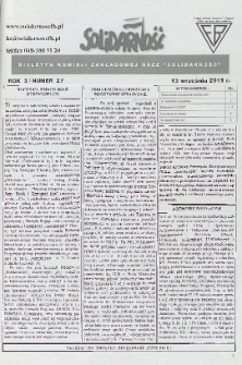 Solidarność : Biuletyn Komisji Zakladowej NSZZ "Solidarność", 2011, R. 3, nr 27