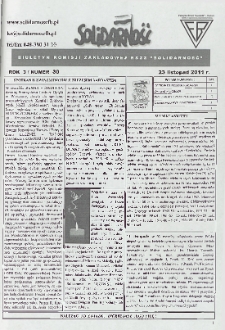 Solidarność : Biuletyn Komisji Zakladowej NSZZ "Solidarność", 2011, R. 3, nr 30