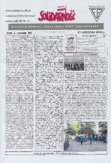 Solidarność : Biuletyn Komisji Zakladowej NSZZ "Solidarność", 2016, R. 7, nr 94