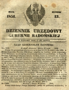 Dziennik Urzędowy Gubernii Radomskiej, 1851, nr 13