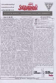 Solidarność : Biuletyn Komisji Zakladowej NSZZ "Solidarność", 2012, R. 4, nr 41