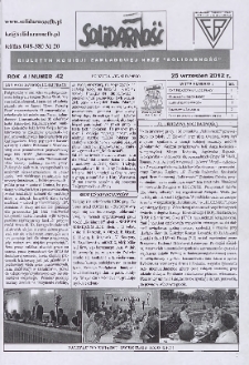 Solidarność : Biuletyn Komisji Zakladowej NSZZ "Solidarność", 2012, R. 4, nr 42