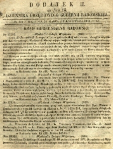 Dziennik Urzędowy Gubernii Radomskiej, 1851, nr 15, dod. II