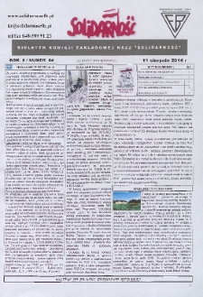 Solidarność : Biuletyn Komisji Zakladowej NSZZ "Solidarność", 2014, R. 6, nr 64