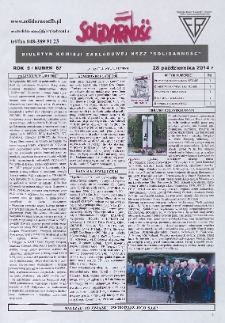 Solidarność : Biuletyn Komisji Zakladowej NSZZ "Solidarność", 2014, R. 6, nr 67