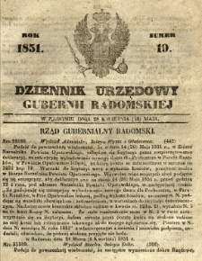 Dziennik Urzędowy Gubernii Radomskiej, 1851, nr 19