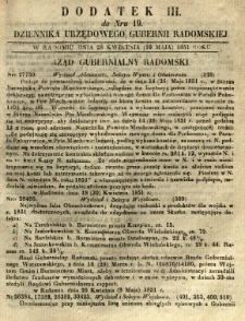 Dziennik Urzędowy Gubernii Radomskiej, 1851, nr 19, dod. III