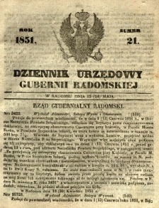 Dziennik Urzędowy Gubernii Radomskiej, 1851, nr 21