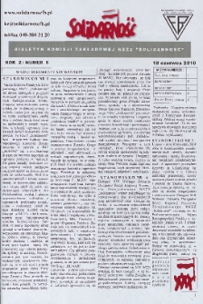 Solidarność : Biuletyn Komisji Zakladowej NSZZ "Solidarność", 2010, R. 2, nr 6