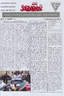 Solidarność : Biuletyn Komisji Zakladowej NSZZ "Solidarność", 2010, R. 2, nr 8