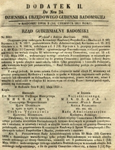 Dziennik Urzędowy Gubernii Radomskiej, 1851, nr 24, dod. I