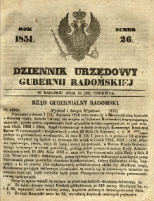 Dziennik Urzędowy Gubernii Radomskiej, 1851, nr 26