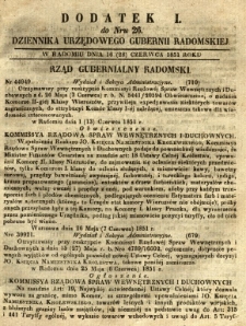 Dziennik Urzędowy Gubernii Radomskiej, 1851, nr 26, dod. I