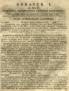 Dziennik Urzędowy Gubernii Radomskiej, 1851, nr 27, dod. I