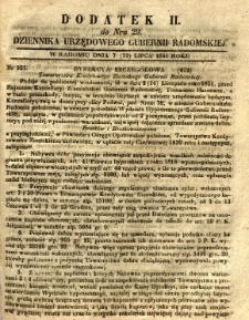 Dziennik Urzędowy Gubernii Radomskiej, 1851, nr 29, dod. II
