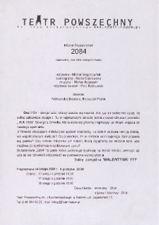 Michał Siegoczyński &bdquo;2084&rdquo; / Teatr Powszechny im. Jana Kochanowskiego w Radomiu