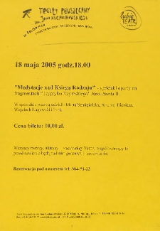 „Medytacje nad Księgą Rodzaju” / Teatr Powszechny im. Jana Kochanowskiego w Radomiu