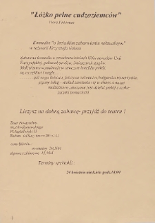 Dave Freeman &bdquo;Ł&oacute;żko pełne cudoziemc&oacute;w &rdquo; / Teatr Powszechny im. Jana Kochanowskiego w Radomiu