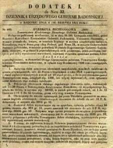 Dziennik Urzędowy Gubernii Radomskiej, 1851, nr 33, dod.I
