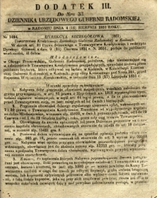 Dziennik Urzędowy Gubernii Radomskiej, 1851, nr 33, dod.III