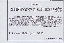 [Ulotka &bdquo;Definitywny odlot bocian&oacute;w&rdquo; ; &bdquo;Romeo i Julia&rdquo;] / Teatr Powszechny im. Jana Kochanowskiego w Radomiu