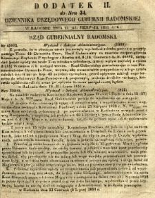 Dziennik Urzędowy Gubernii Radomskiej, 1851, nr 34, dod. II